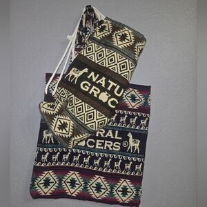 Bundle Of Natural Grocers Wool Bags! 2 Bags Uncluded Llama Drawstring Bag & Tote